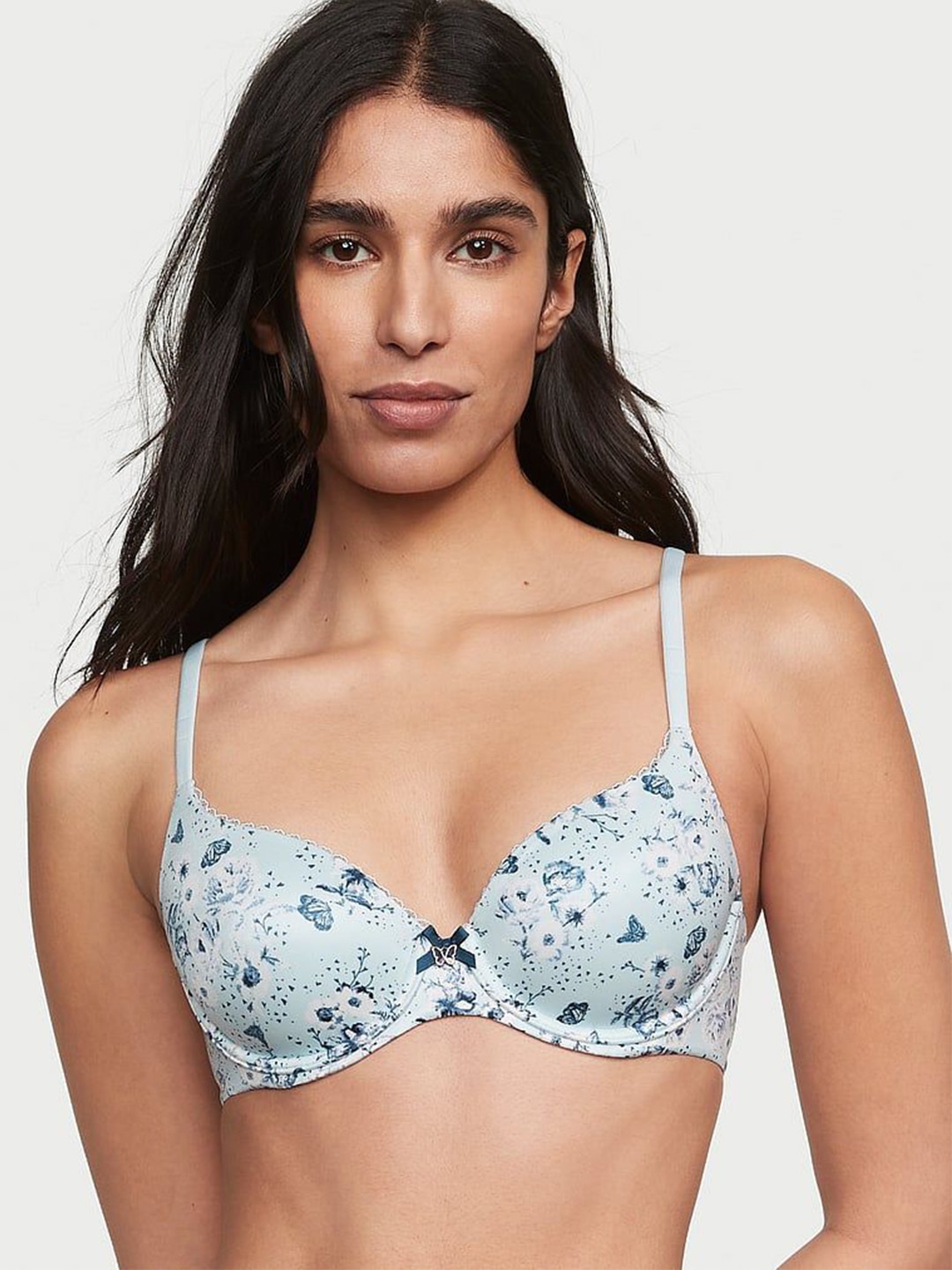 

Victoria's Secret Printed Medium Coverage Underwired Lightly Padded Everyday Bra, Blue