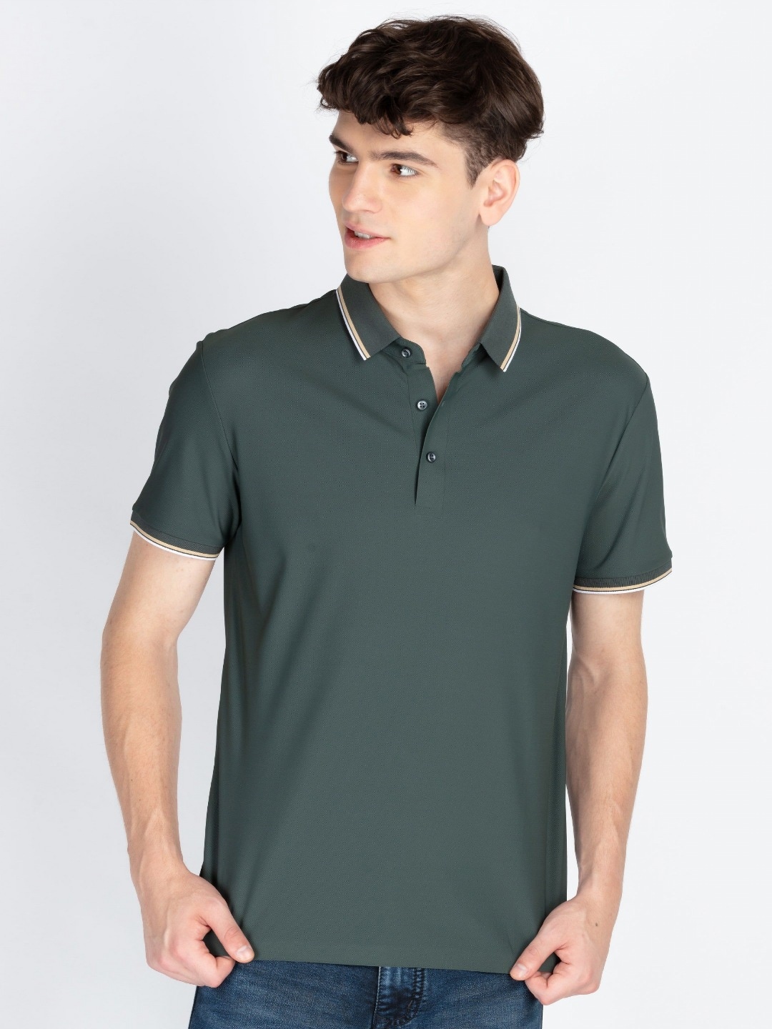 

Status Quo Men Polo Collar T-shirt, Green