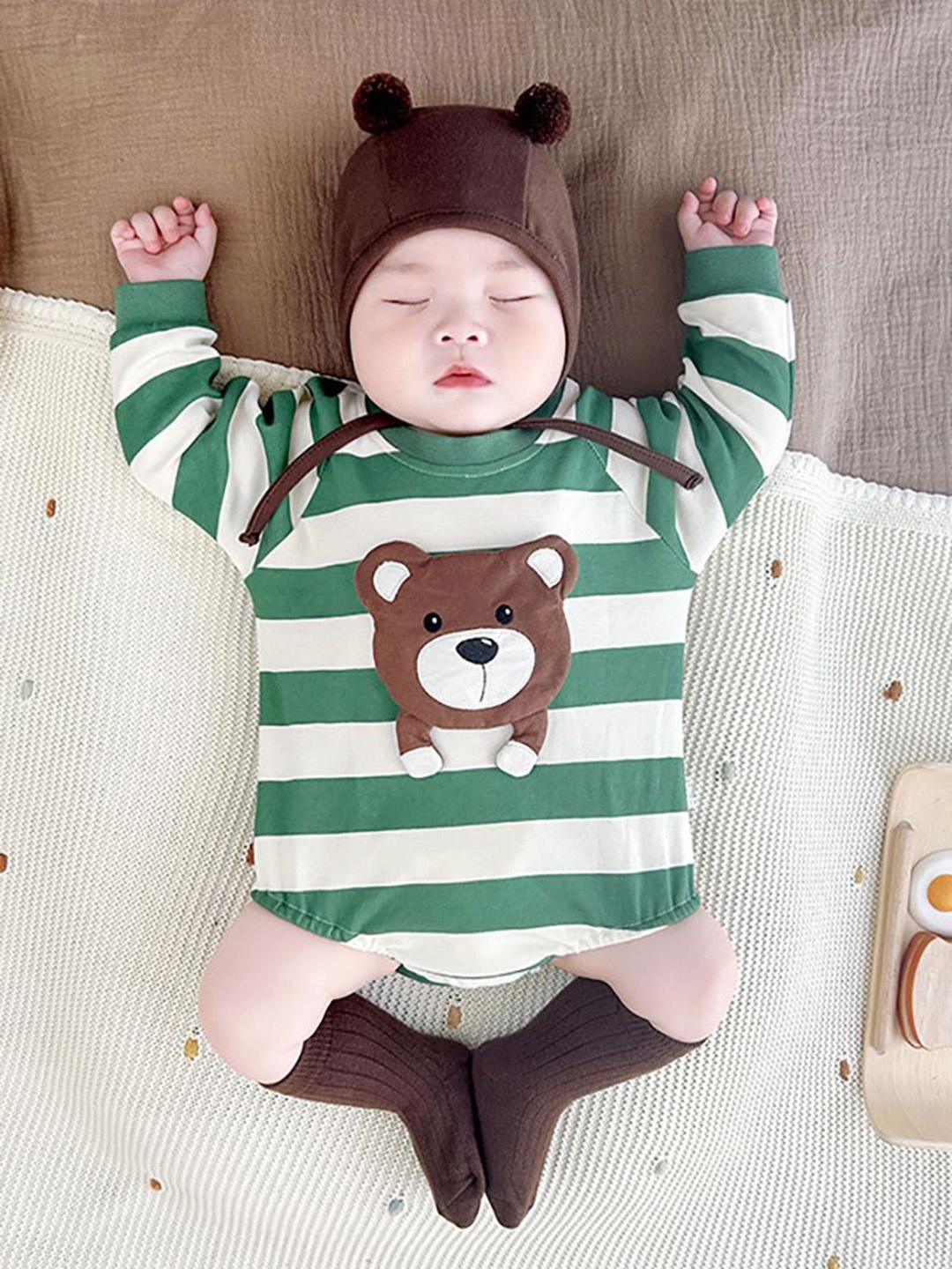 

StyleCast x Revolte Boys Striped Cotton Long Sleeve Bodysuit, Green