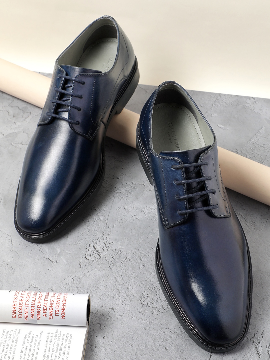 

Kenneth Cole Men Leather Formal Derbys Shoes, Blue