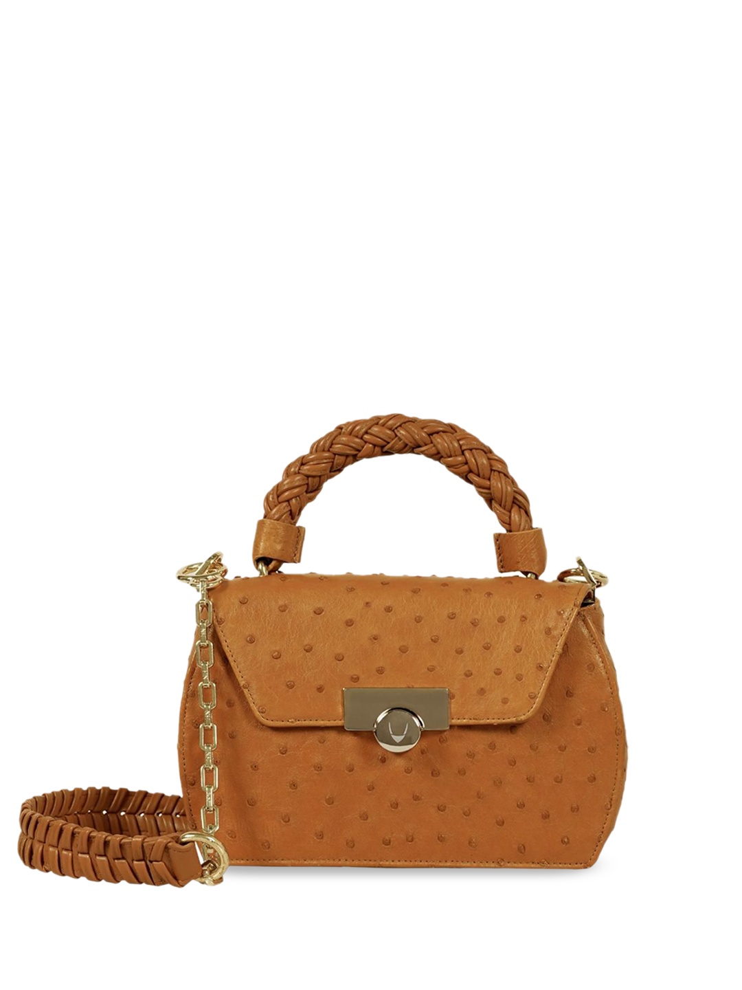 

Hidesign Women Textured Structured Leather Handheld Bag, Brown