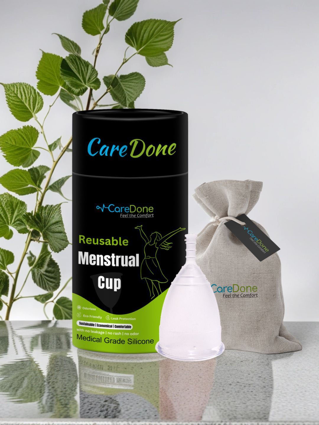 

CareDone Reusable LeakProof Silicone Menstrual Cup - S, Black