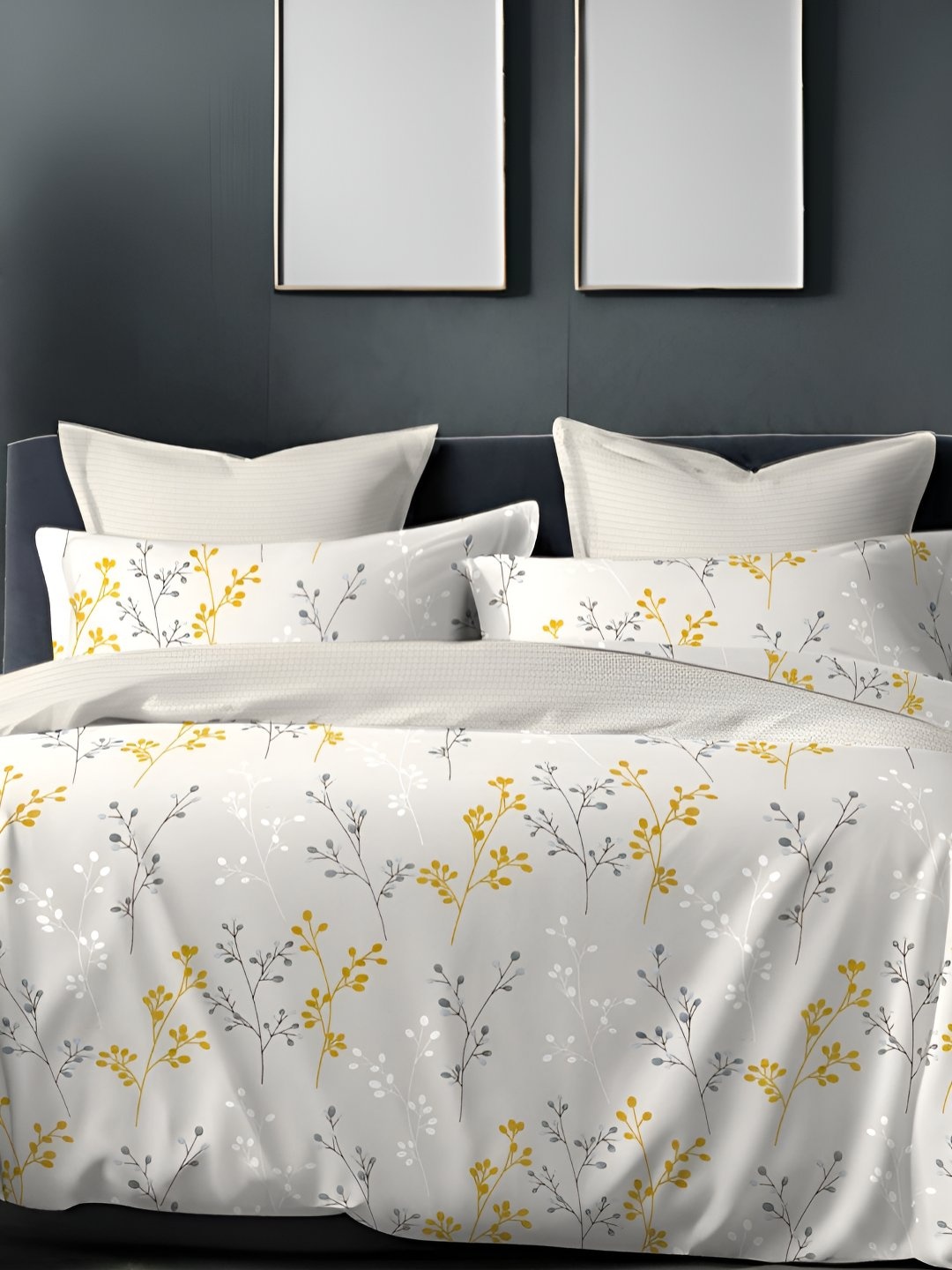 

Sleeping Owls- because your sleep matters White & Orange Floral 186 TC Queen Bedsheet with 2 Pillow Covers