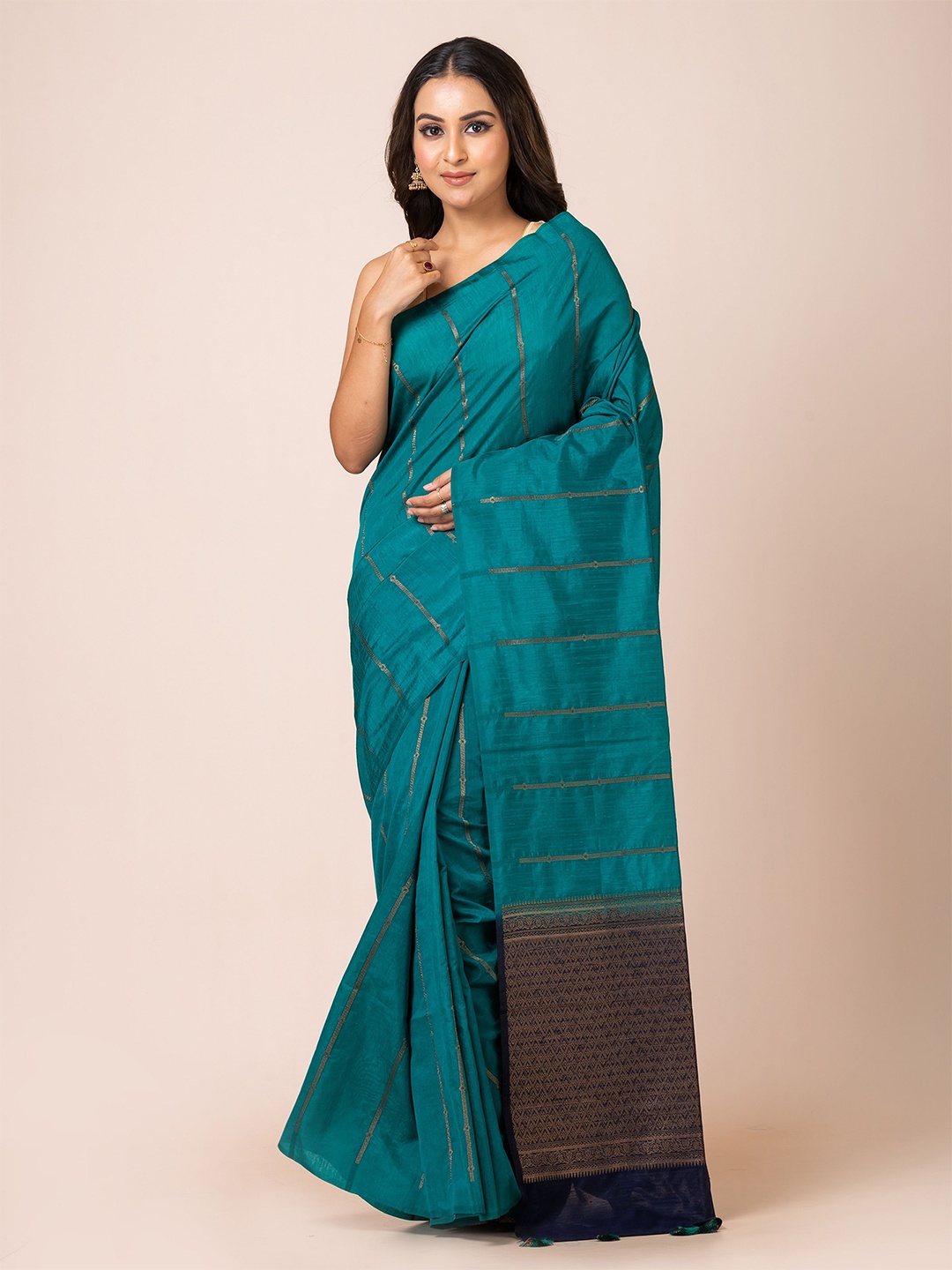 

KAVVYA Woven Design Zari Banarasi Saree, Blue