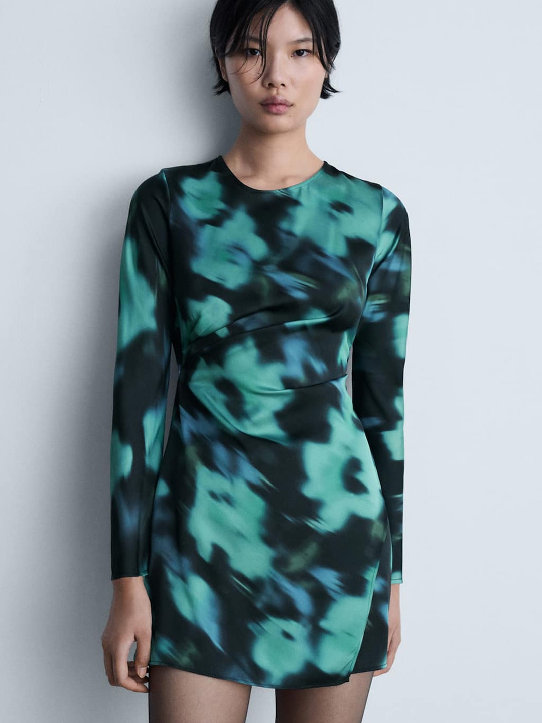 

MANGO Printed Sheath Mini Dress, Black