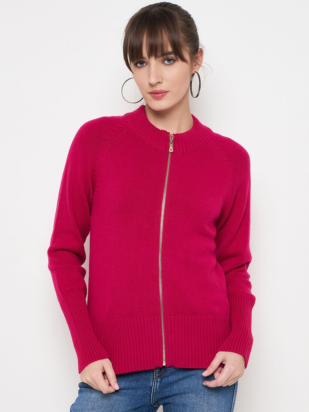 

Madame Women Round Neck Cardigan, Pink