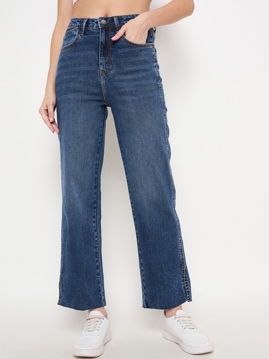 

Madame Women Straight Fit Mid-Rise Light Fade Jeans, Blue