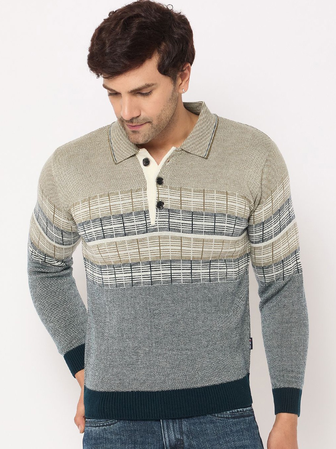

Duke Men Striped Long Sleeves Pullover, Green