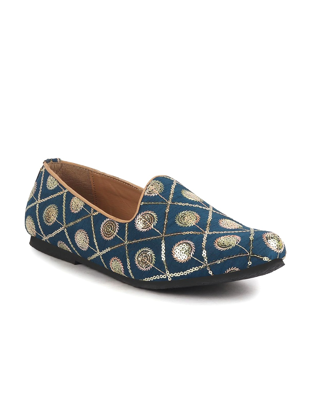 

FAUSTO Men Slip On Ethnic - Embellished Lightweight Mojaris, Black