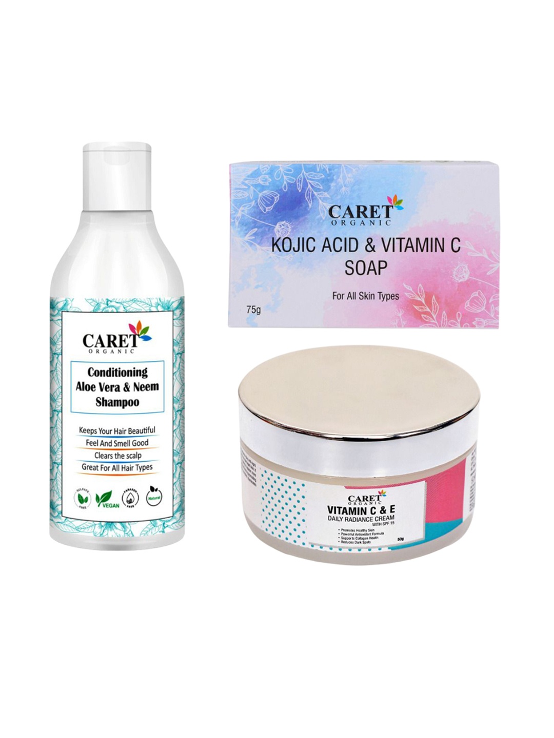 

CARET ORGANIC Set of 3 Bath and Body Combo, White