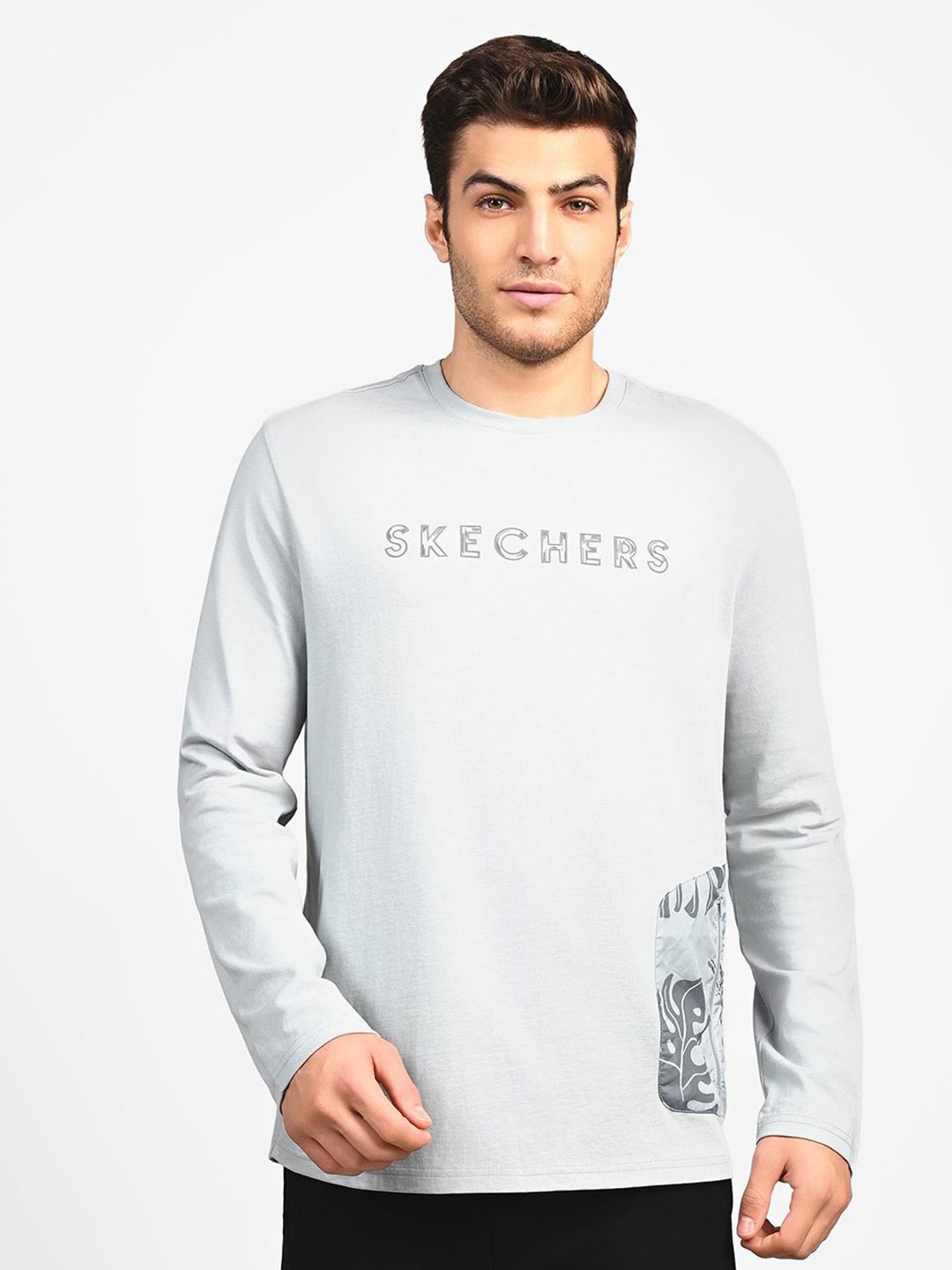 

Skechers Men Graphic Printed Round Neck Cotton T-shirt, Grey