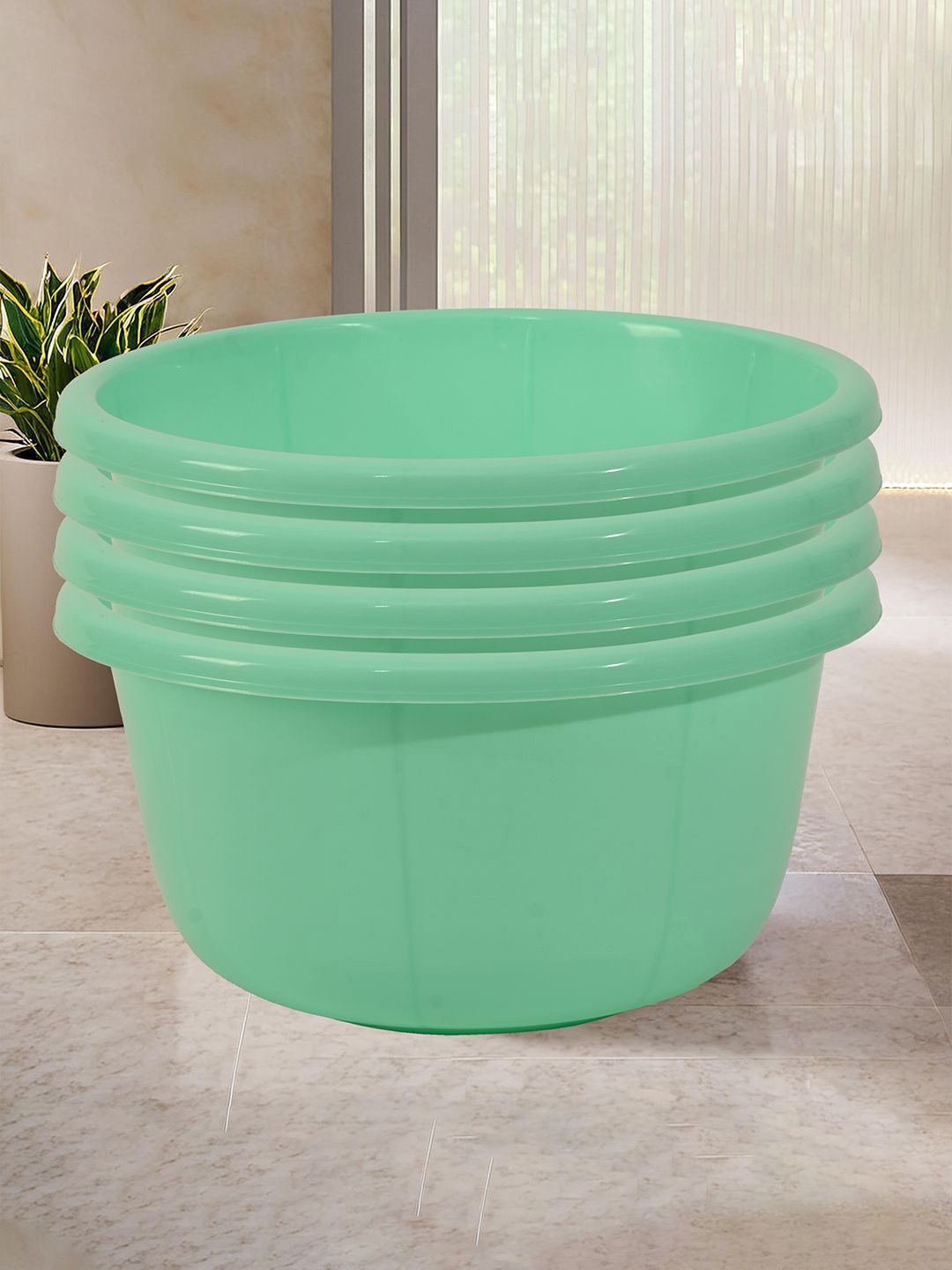 

Kuber Industries Green 4 Pieces Classic Matte Bath Tub