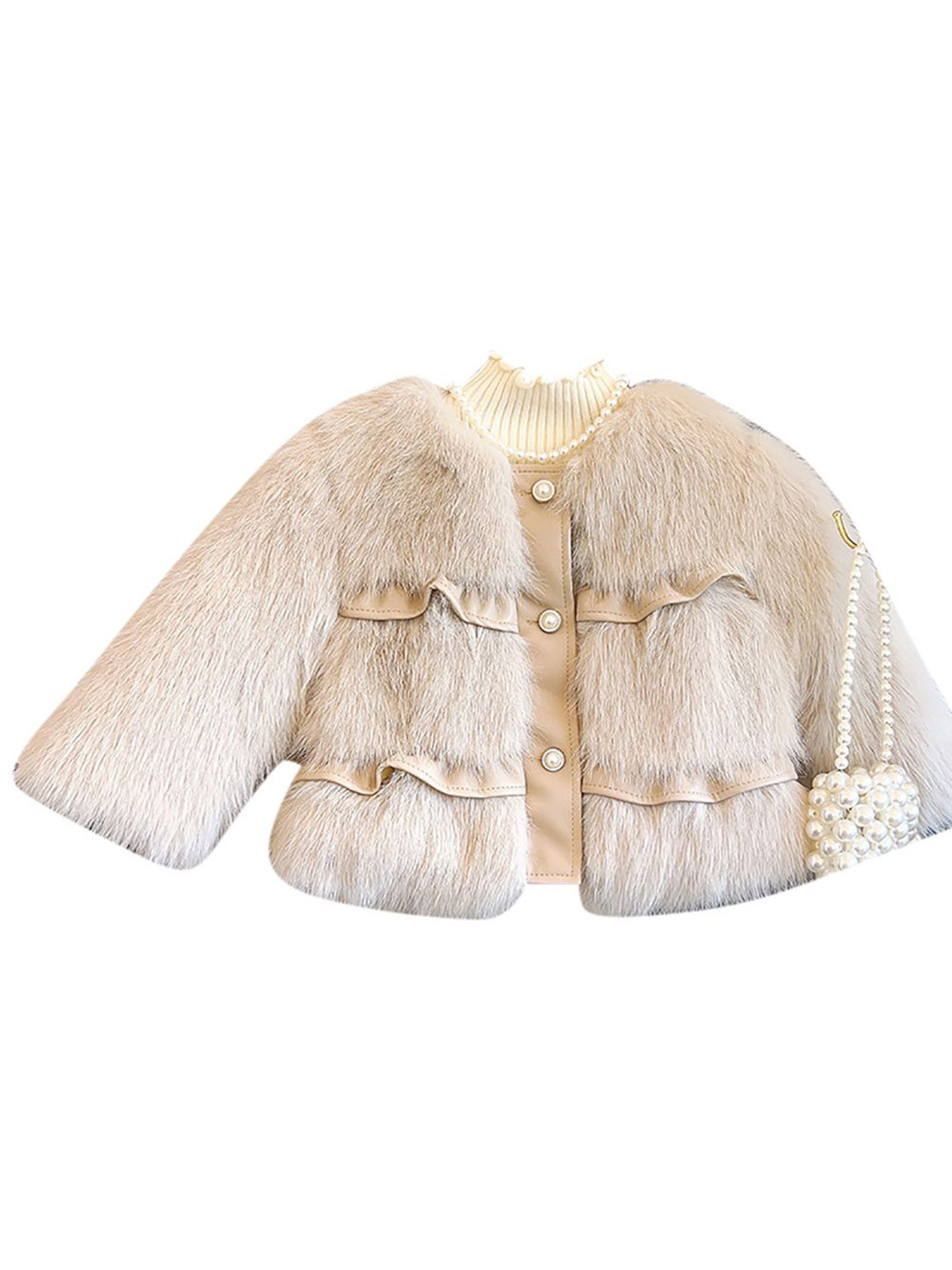 

StyleCast x Revolte Girls Mock Collar Self Design Casual Parka Jacket, Beige