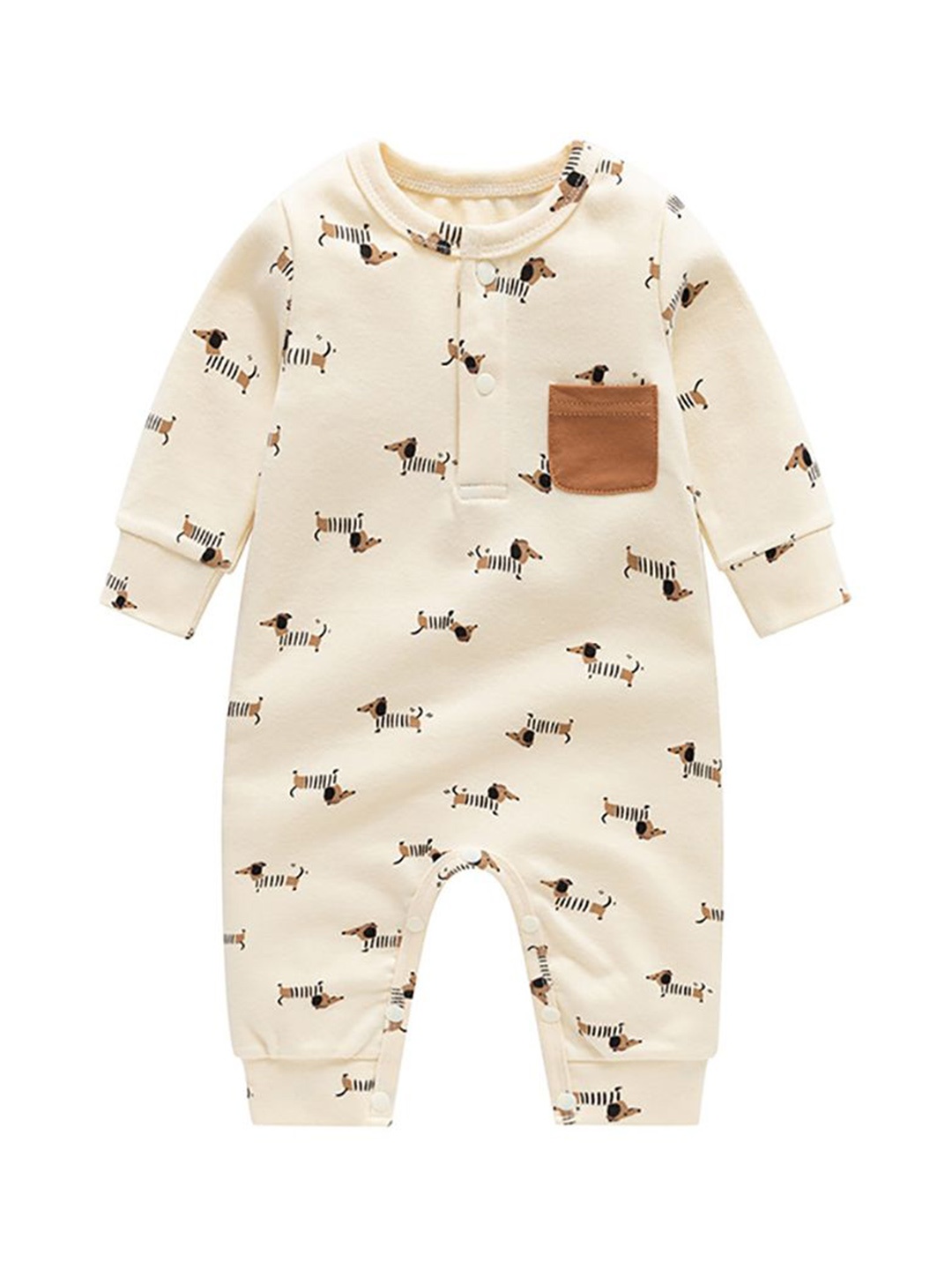 

StyleCast x Revolte Boys Printed Cotton Rompers, Beige