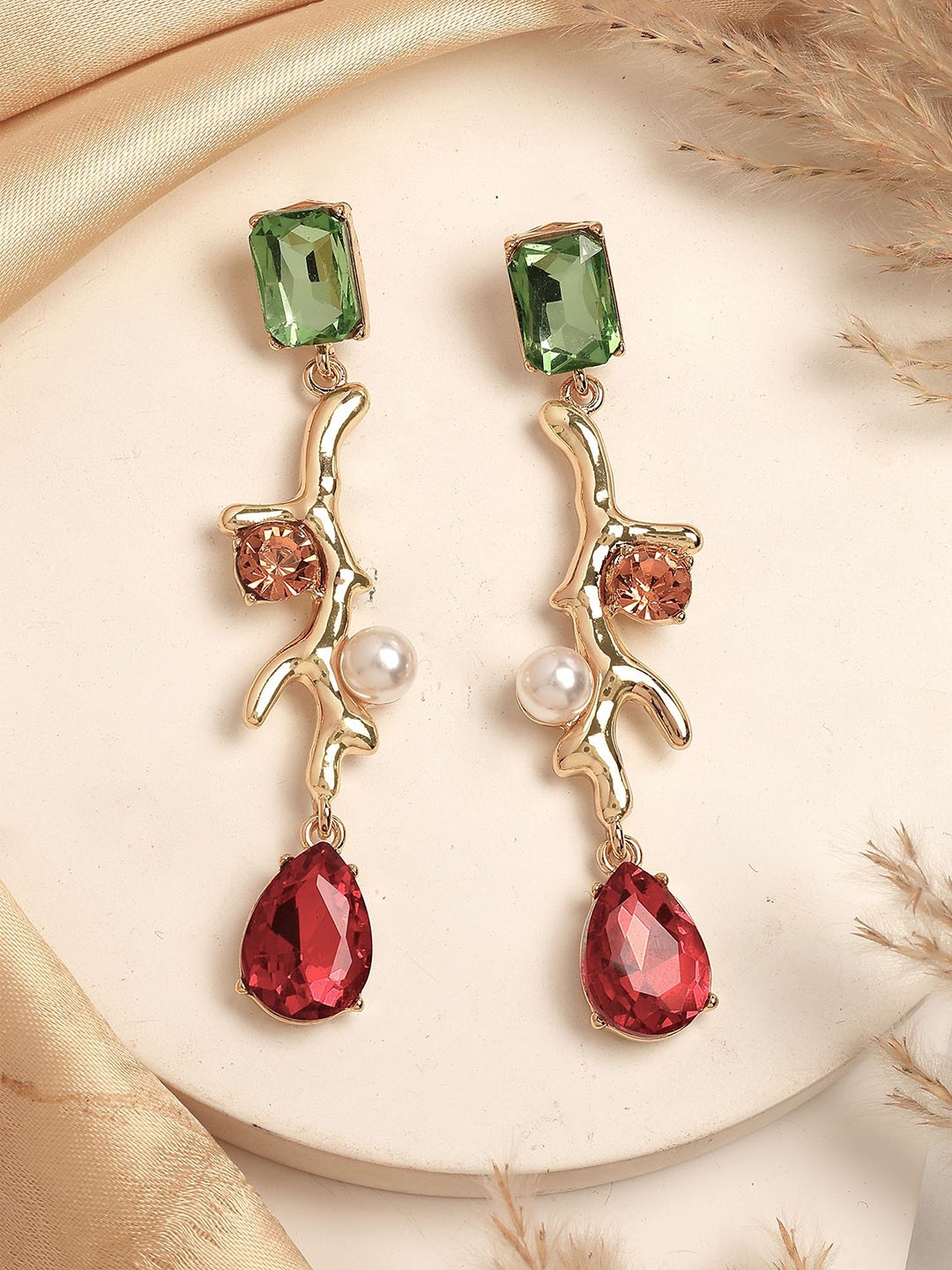 

Bohey by KARATCART Gold-Plated Contemporary Drop Earrings
