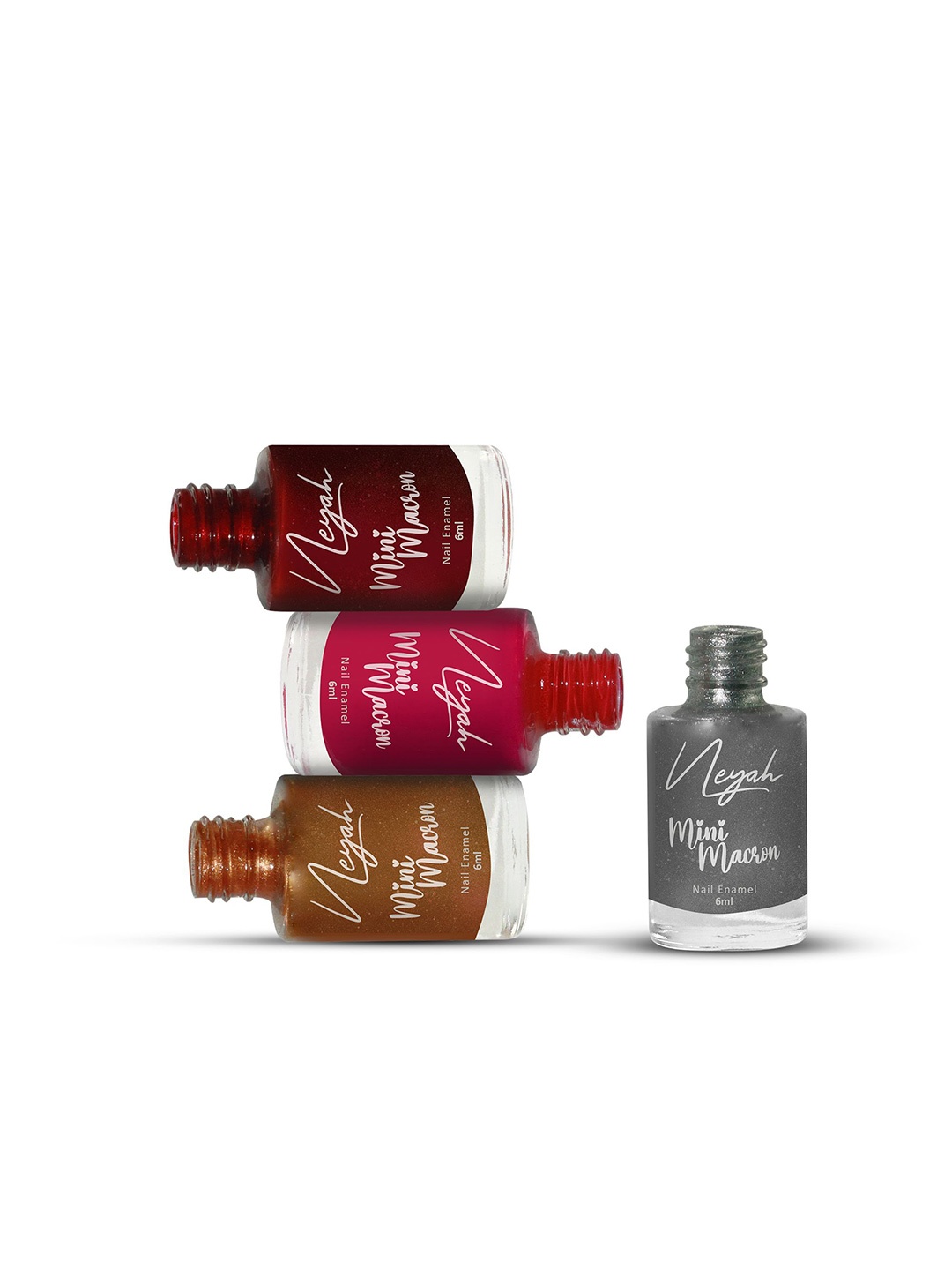 

Neyah 4Pcs Mini Macron Nail Polish-6 ml Each- Strawberry- Venus- Sienna- Goose, Red