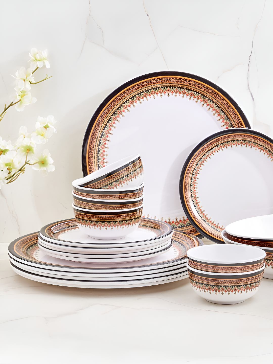 

Home Centre White 2024 20 Pieces Melamine Dinner Set of