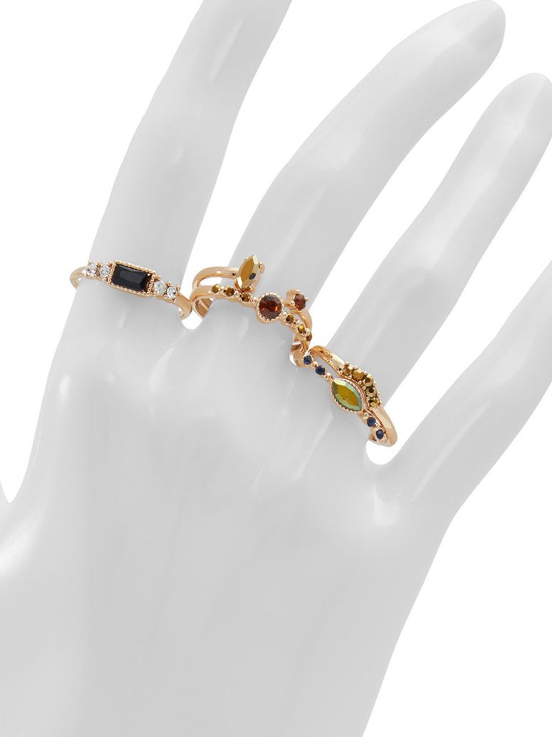 

ALDO Set Of 5 Stones-Studded Finger Rings, Gold