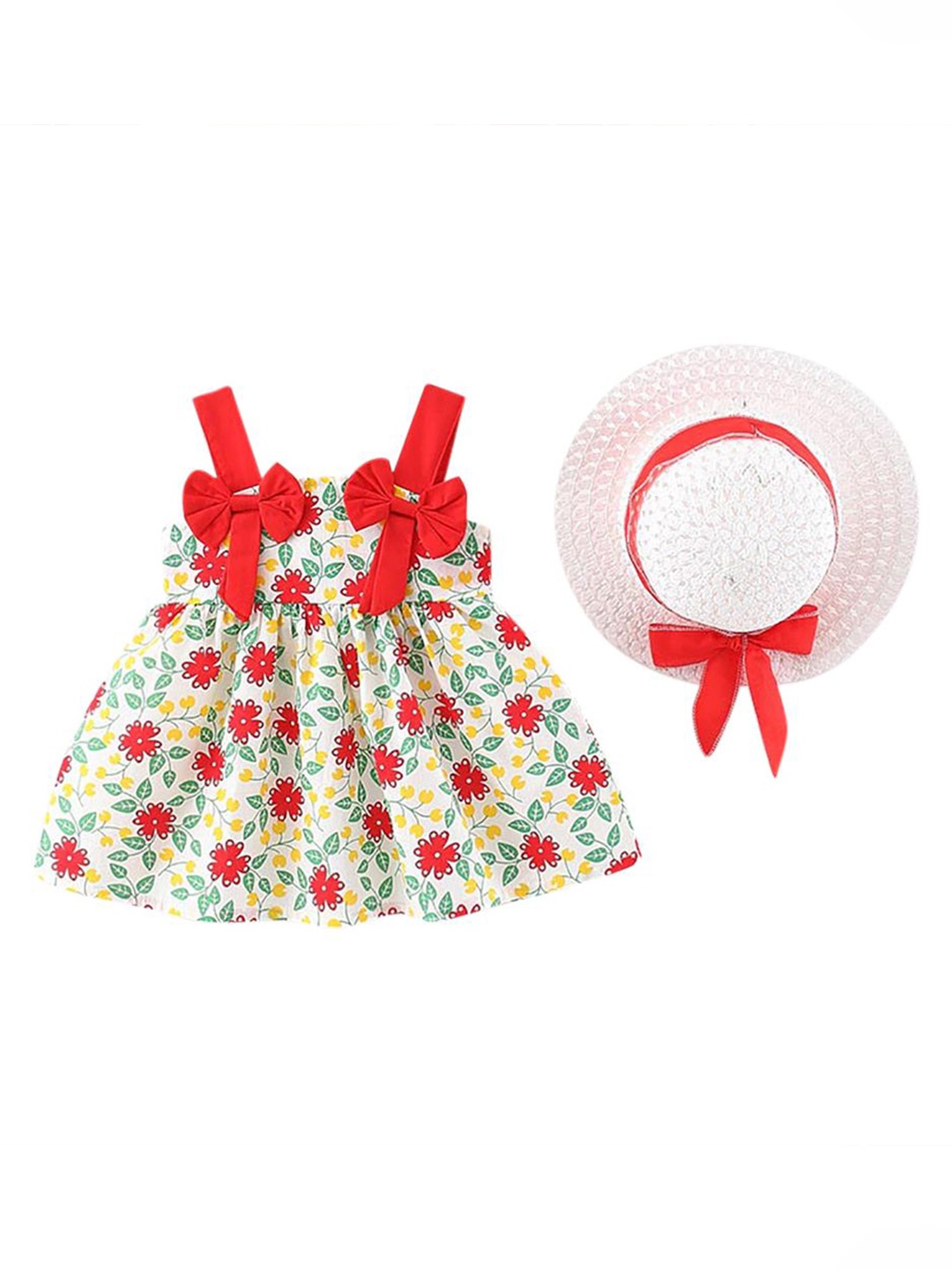 

StyleCast x Revolte Girls Floral Printed Georgette Fit and Flare Dress, Red