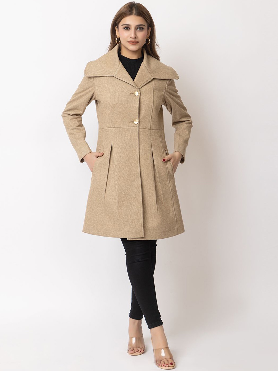 

ELEVEIGHT Single-Breasted Overcoat, Beige