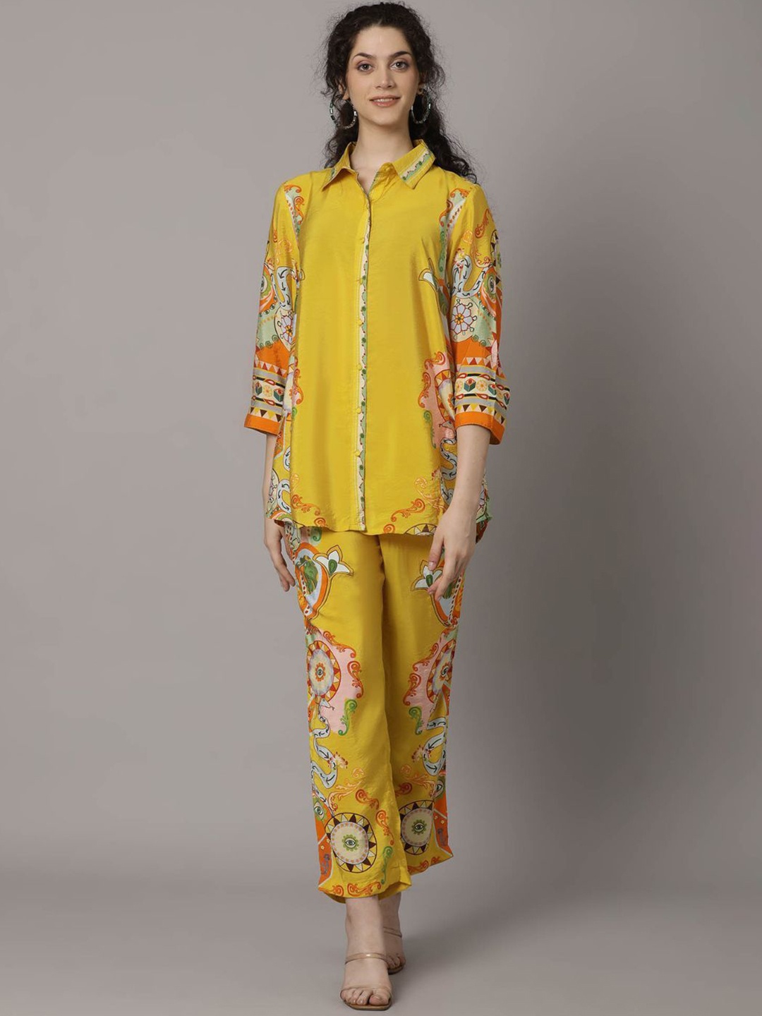 

Zolo Label Printed Shirt With Trousers, Yellow