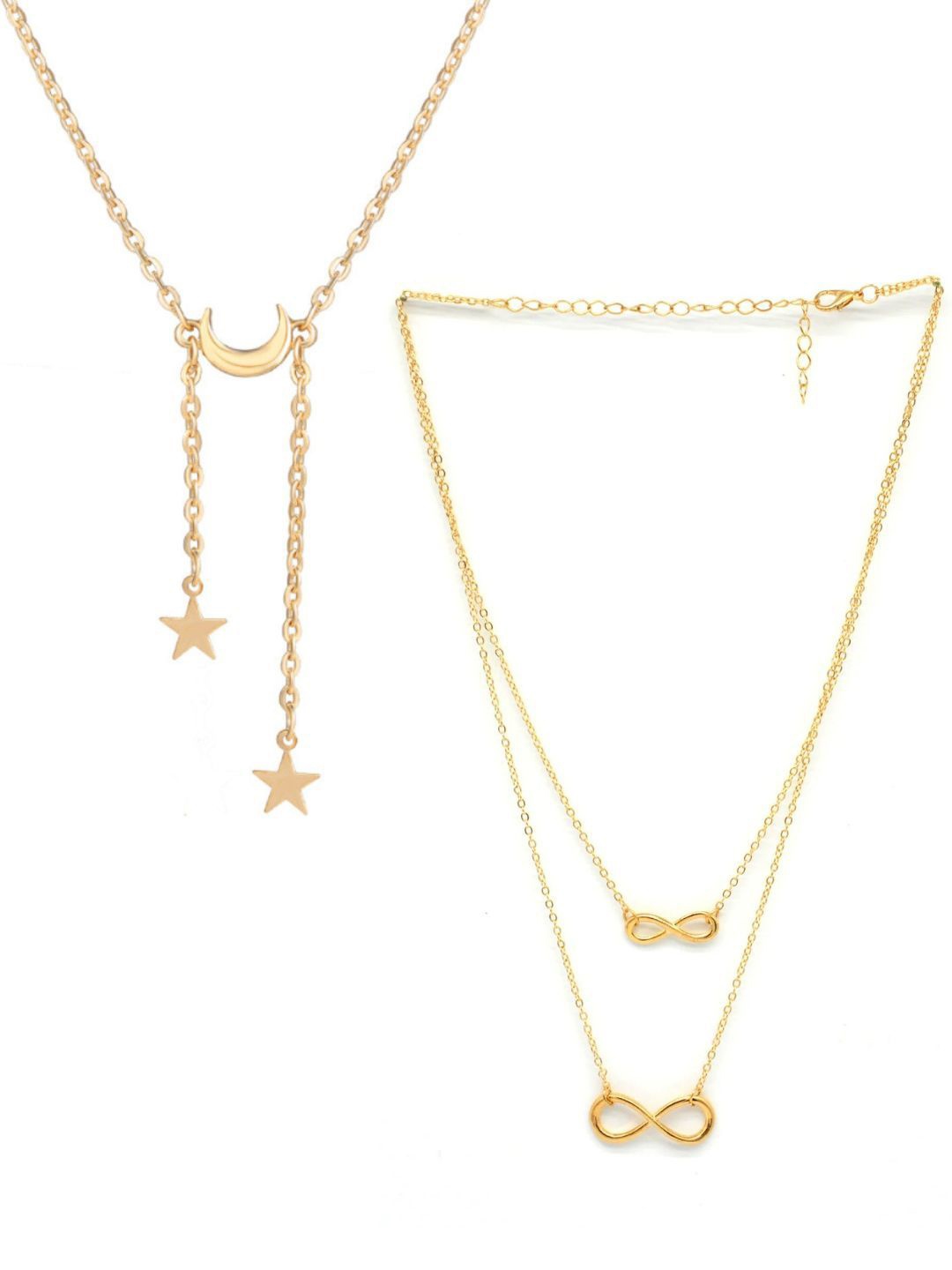 

Pinapes Unisex Set Of 2 Gold-Plated Celestial and Infinity Minimal Necklaces