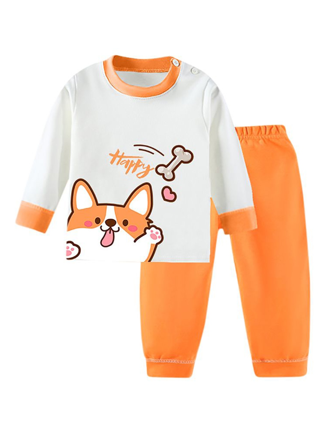 

StyleCast x Revolte Boys Round Neck Printed T-shirt with Joggers, Orange