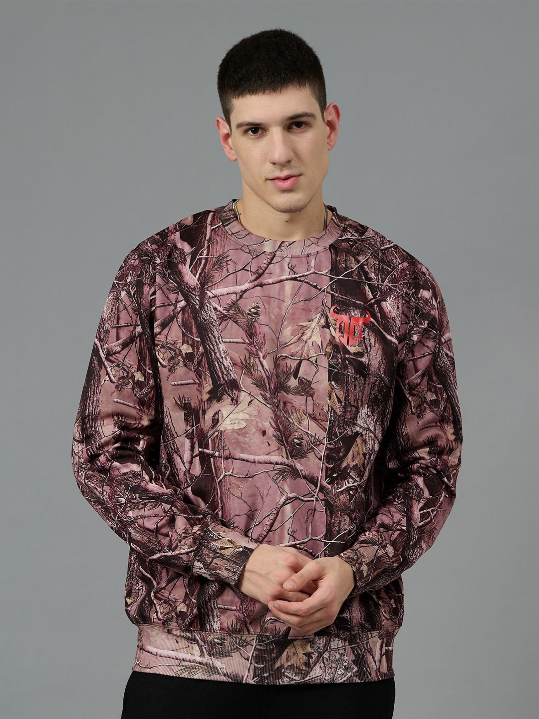 

GO DEVIL Men Graphic Printed Sweatshirt, Brown