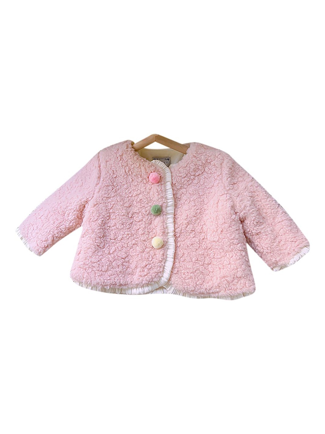 

StyleCast x Revolte Girls Collarless Self Design Casual Parka Jacket, Pink