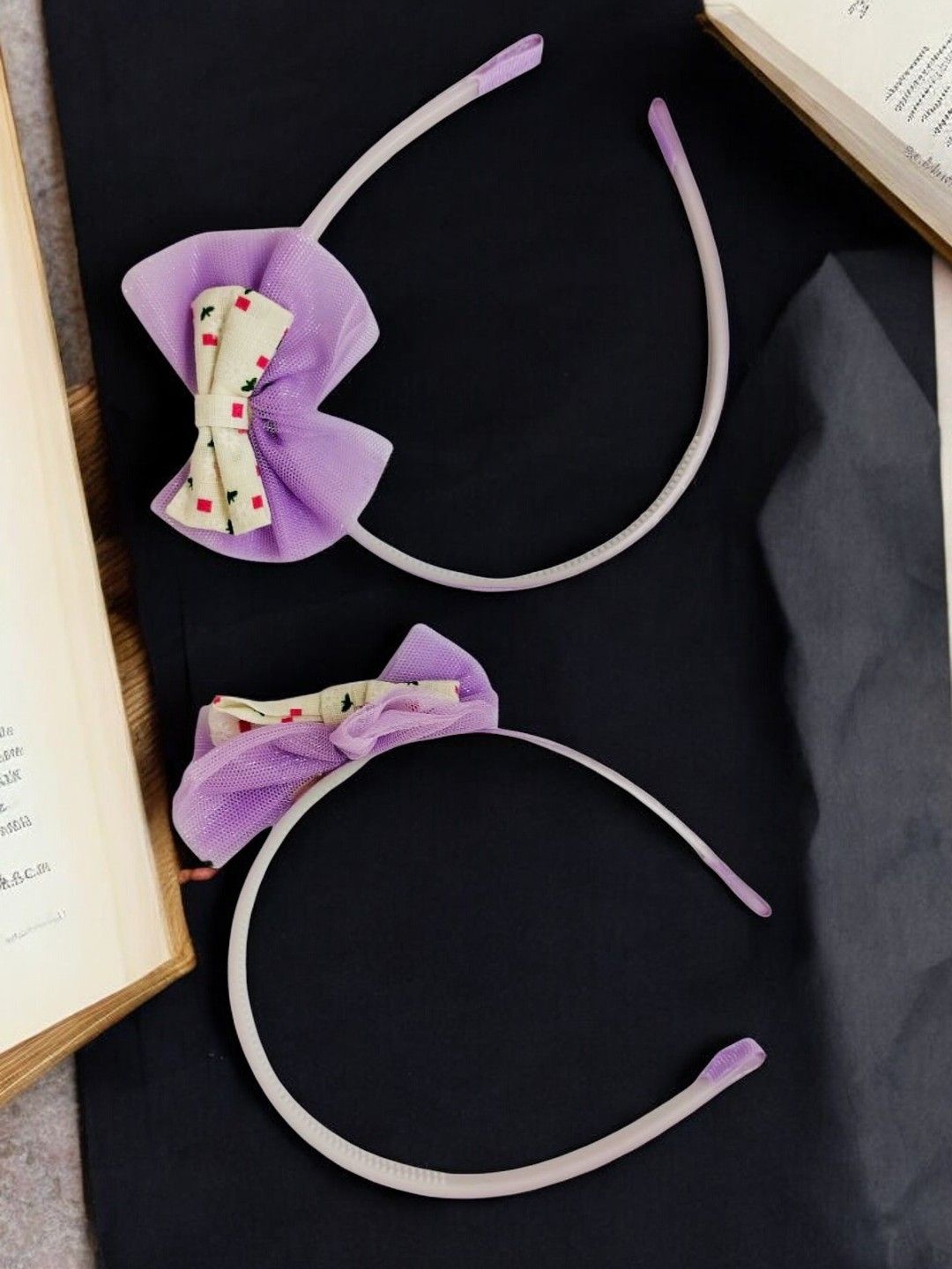 

9blings Girls Set of 2 Lace Hairband, Purple