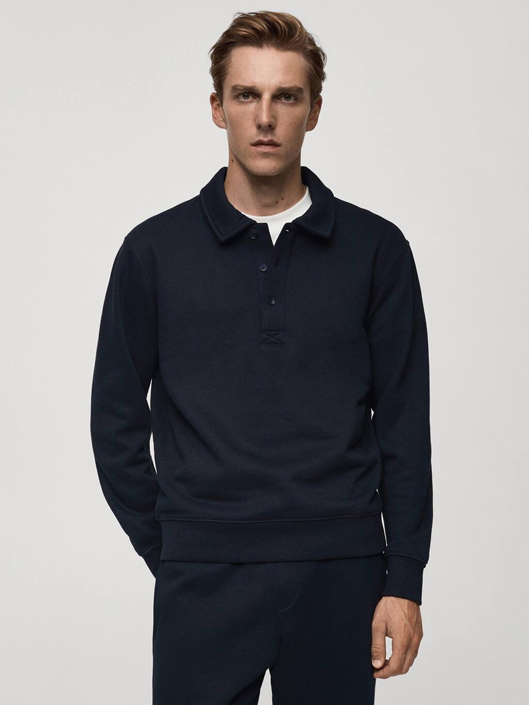 

MANGO MAN Solid Sweatshirt, Navy blue