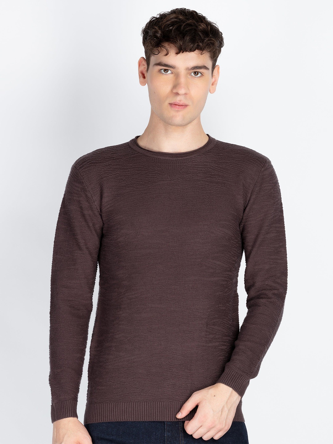 

Status Quo Men Solid Pullover, Brown