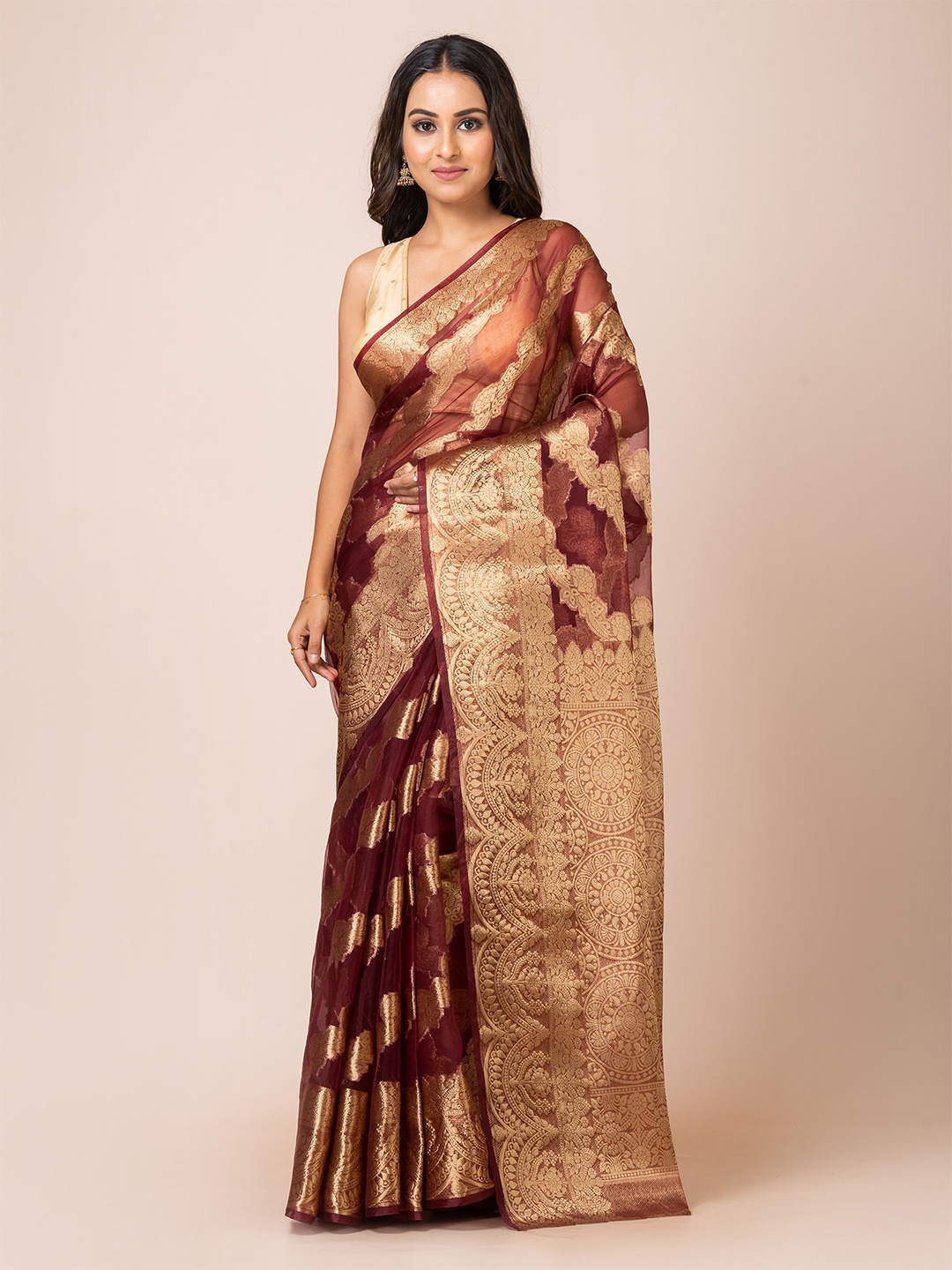 

KAVVYA Woven Design Zari Banarasi Saree, Maroon