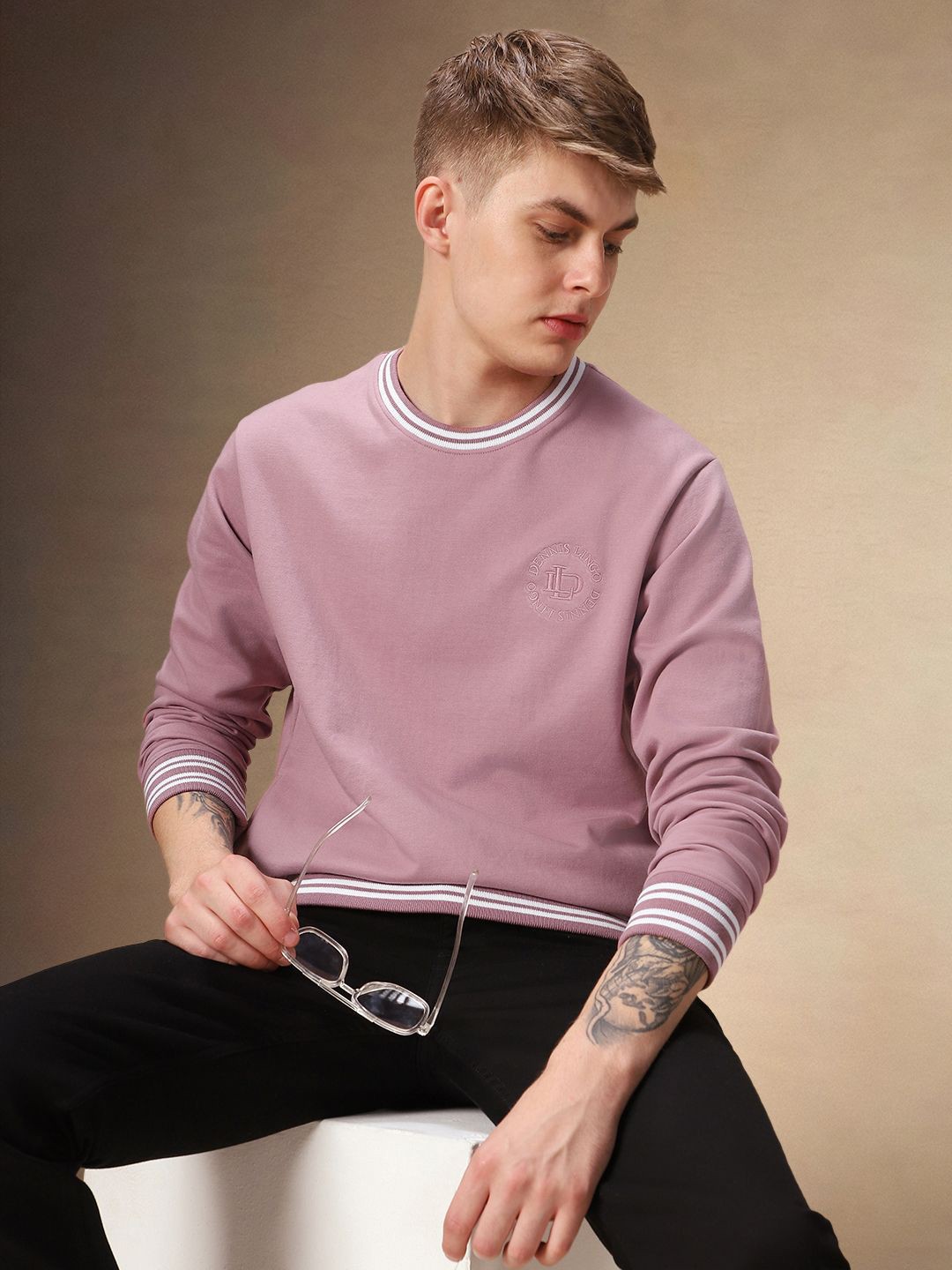 

Dennis Lingo Men Round Neck Pullover Cotton Sweatshirt, Pink