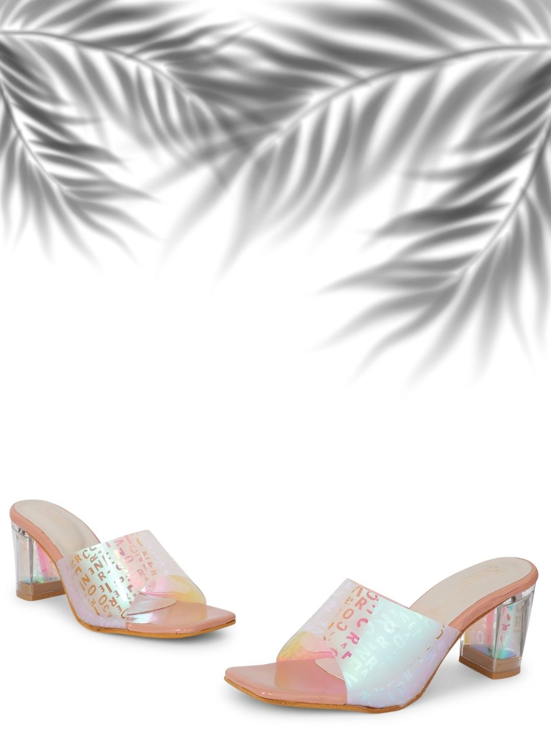 

STYLZINDIA Women Textured Party Block Heel Sandals, Peach