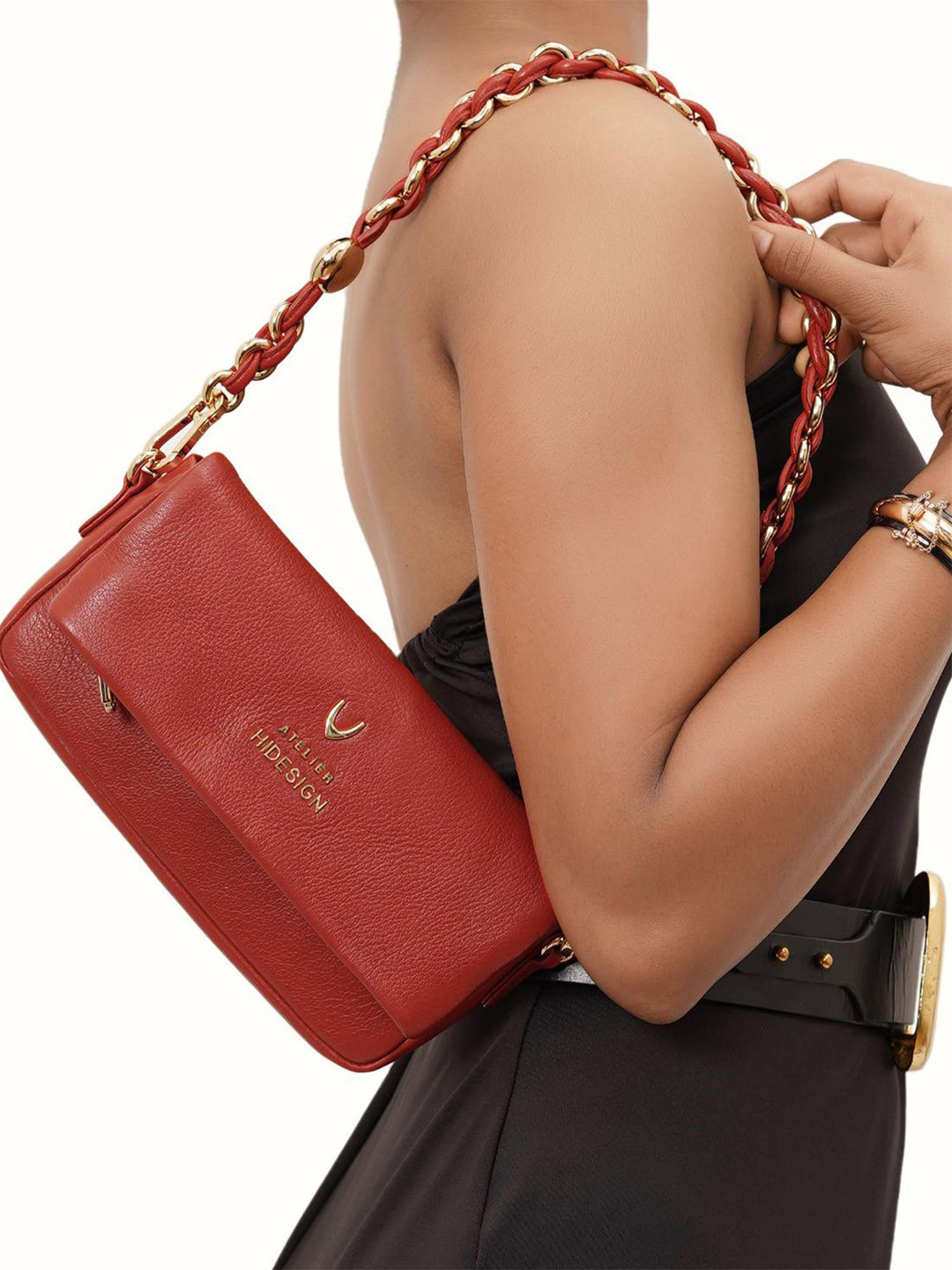 

Hidesign Atelier Leather Box Clutch, Red