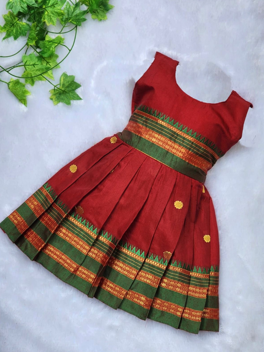 

BAESD Infants Self Design Woven Design Gown Ethnic Dresses, Maroon