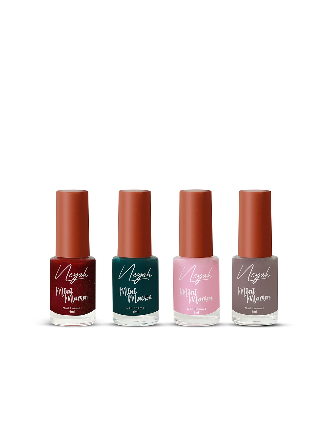 

Neyah 4Pcs Mini Macron Nail Polish- 6 ml- 122 Strawberry-153 Emerald- 134 Orchid- 173 Dove, Maroon