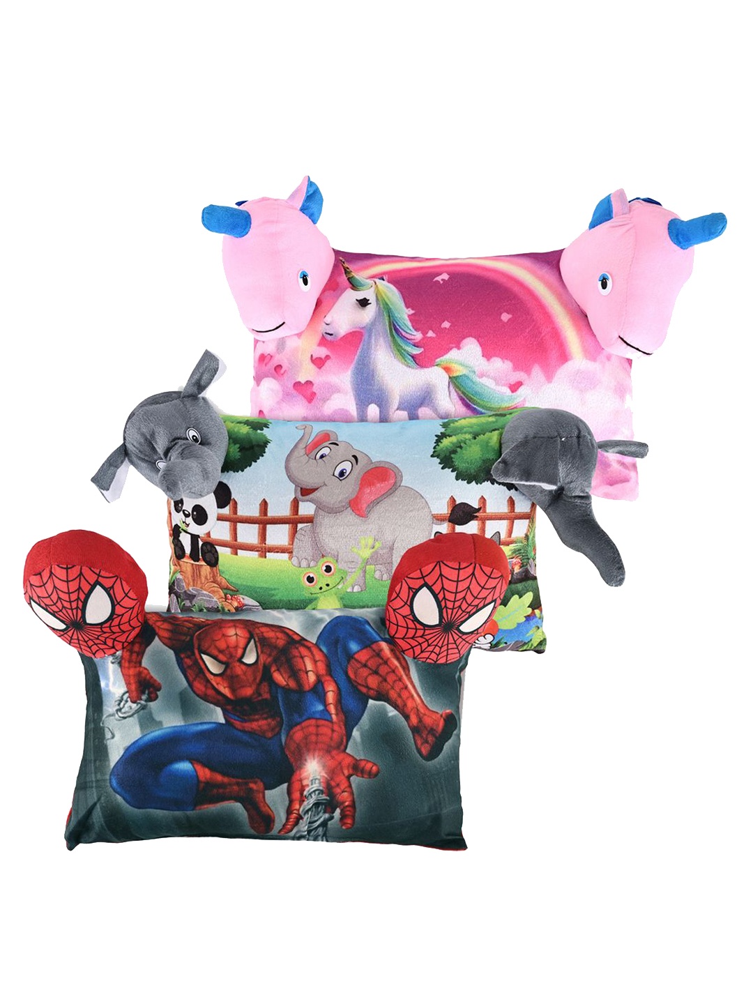 

Kuber Industries Kids Pack Of 3 Red & Pink Printed Baby Pillow