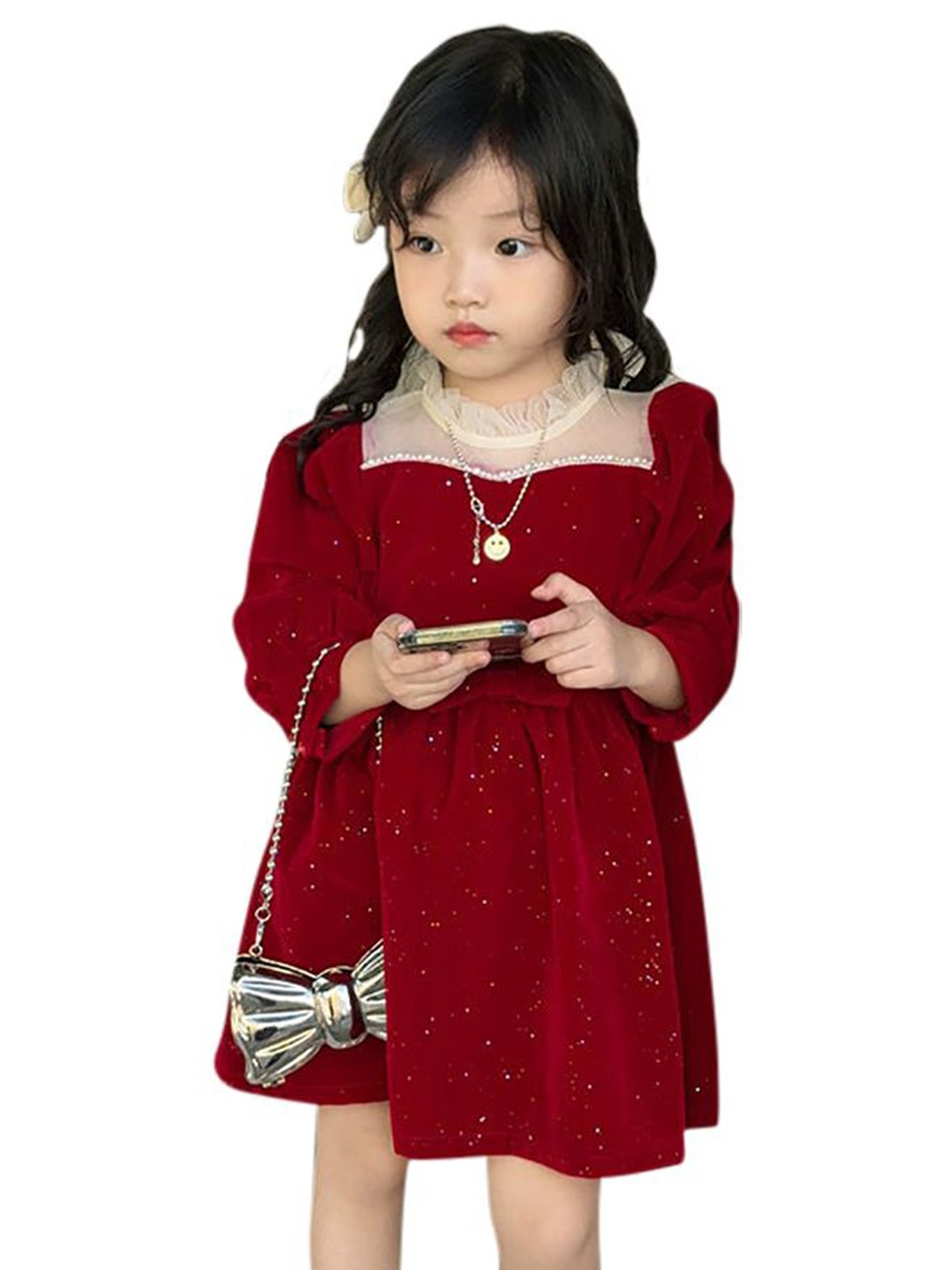 

StyleCast x Revolte Girls Ethnic Motifs Net A-Line Midi Dress, Red