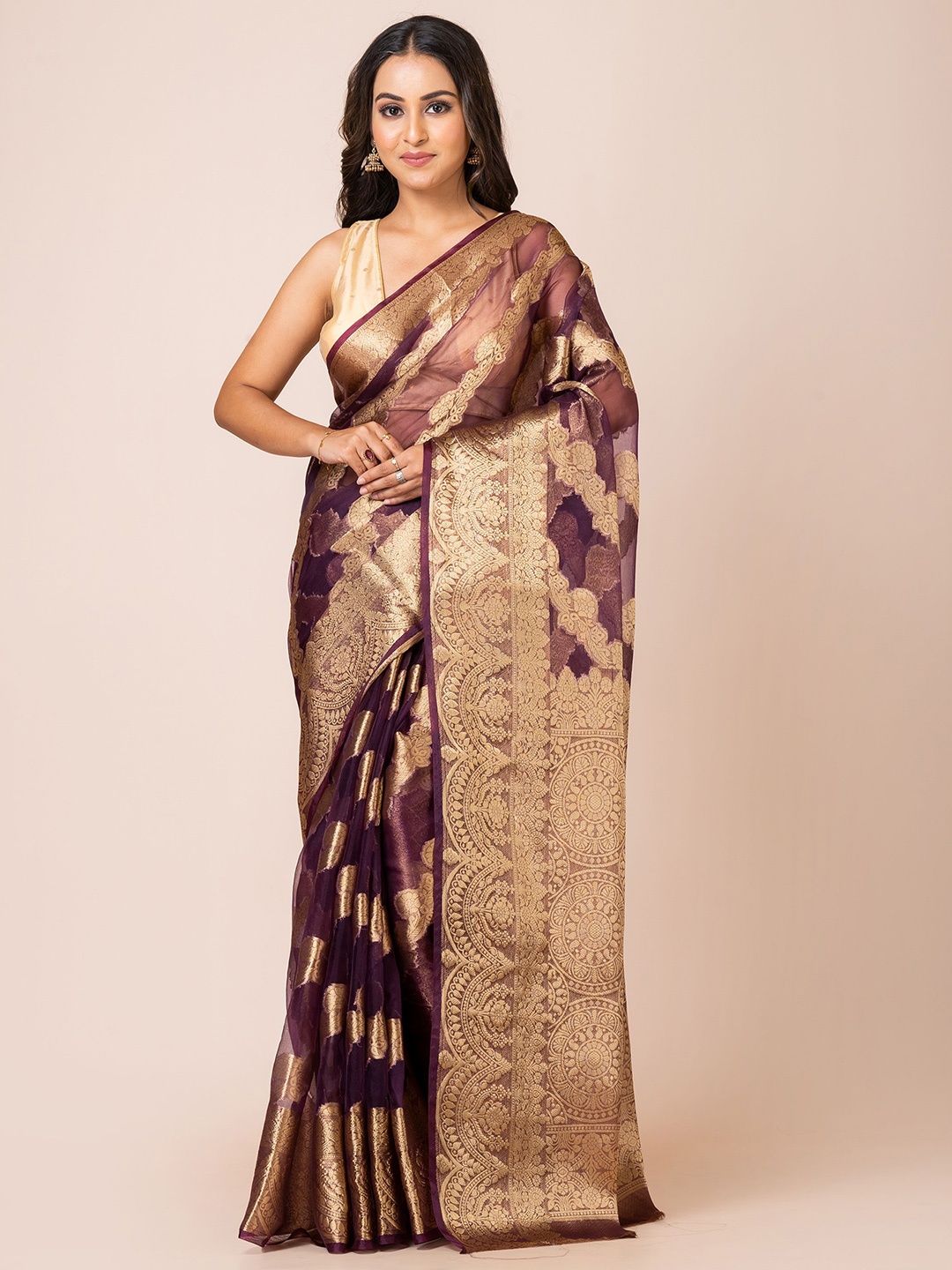 

KAVVYA Woven Design Zari Banarasi Saree, Purple