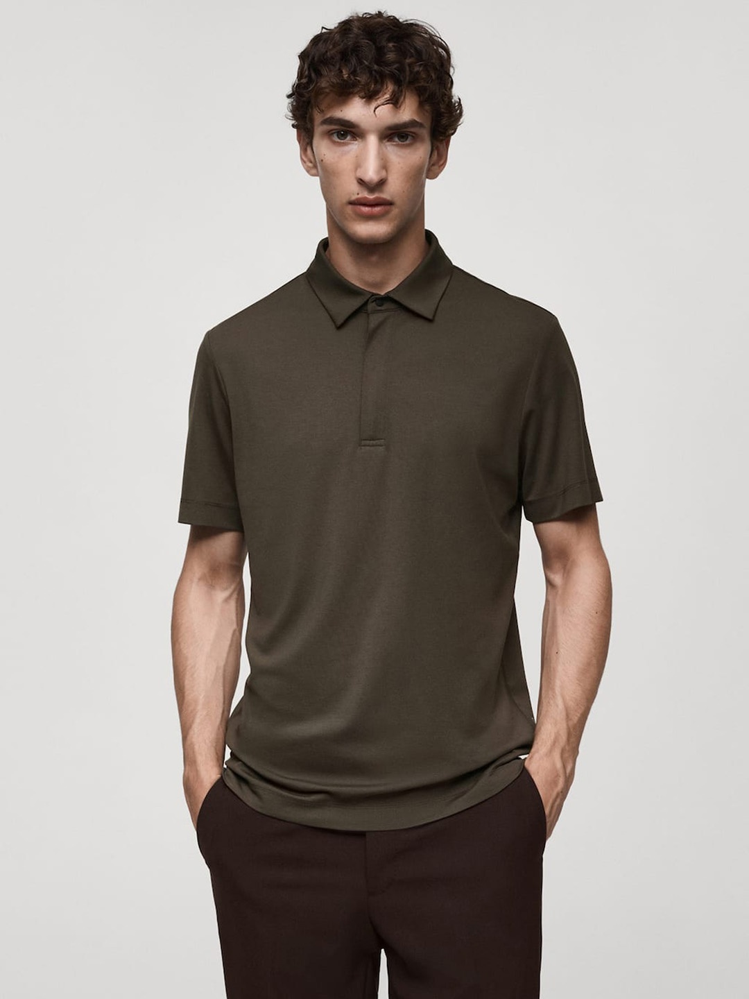 

MANGO MAN Polo Collar Performance T-shirt, Charcoal