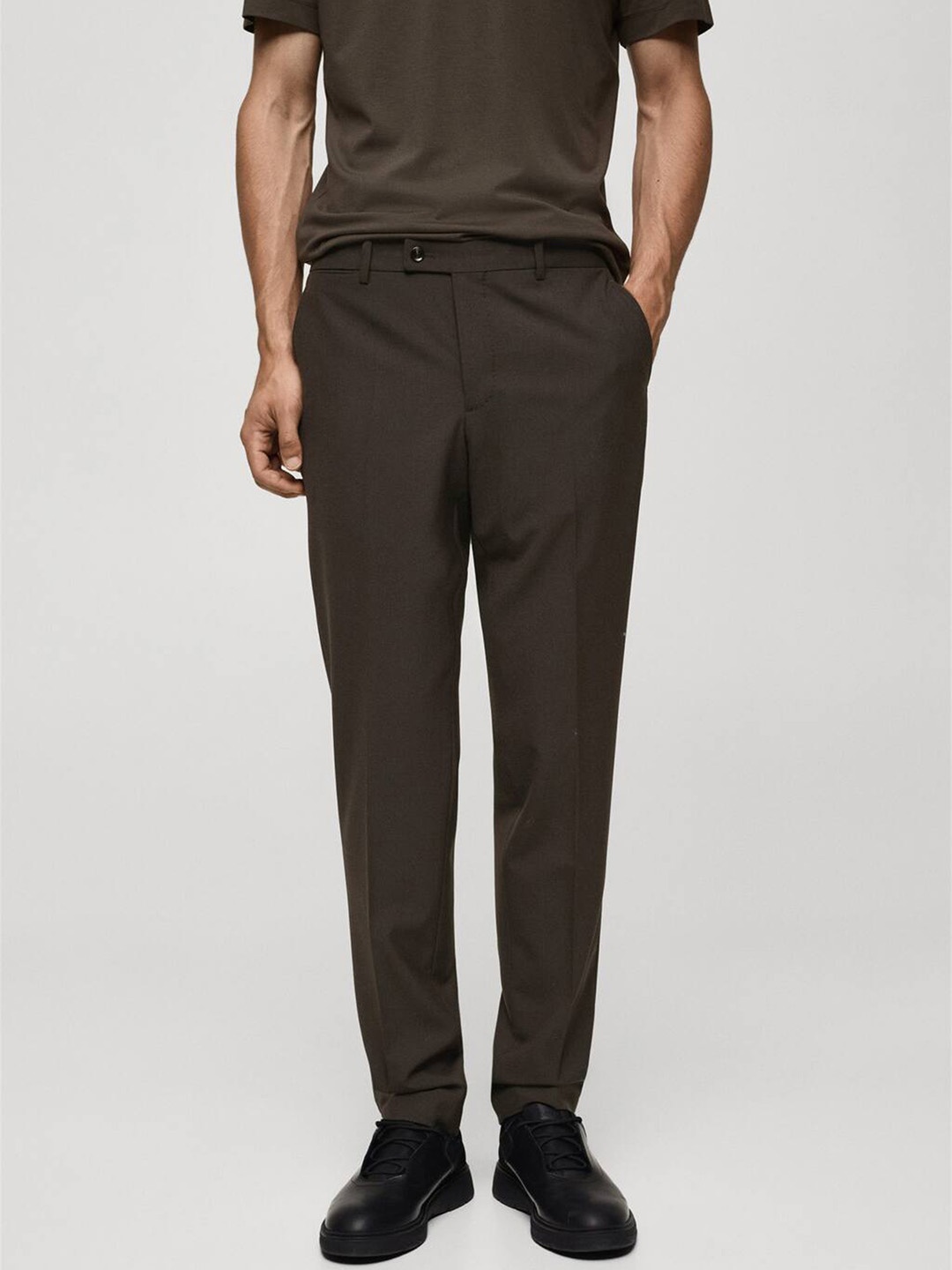 

MANGO MAN Crease-Resistant Slim Fit Trousers, Brown