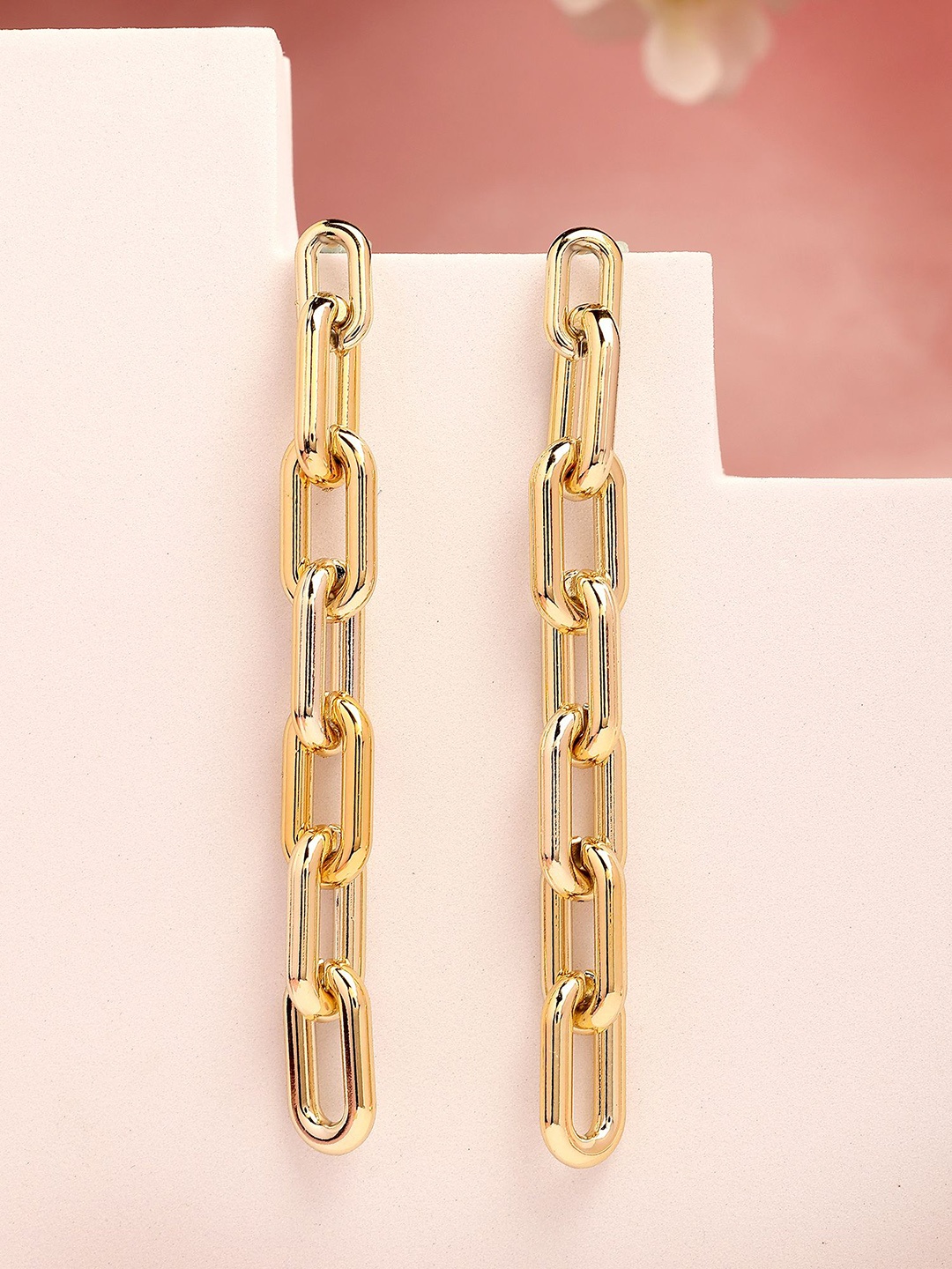 

Bohey by KARATCART Gold Plated Contemporary Chain Drop Earrings