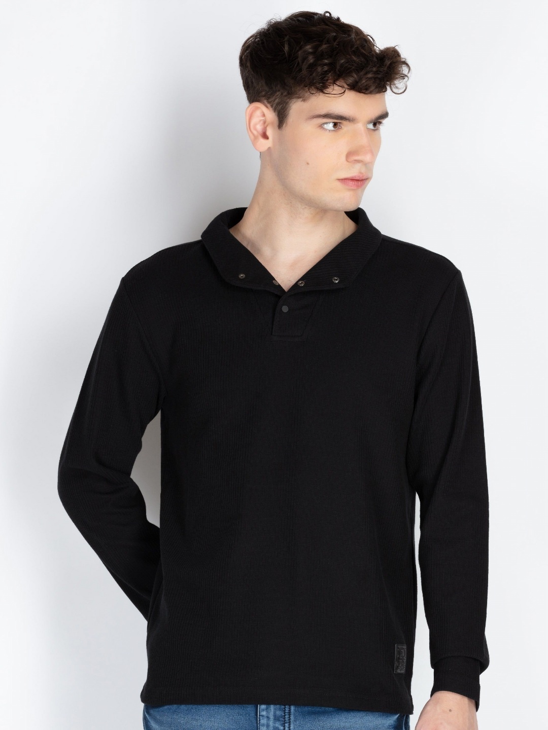 

Status Quo Men Solid Polo Collar Cotton T-shirt, Black