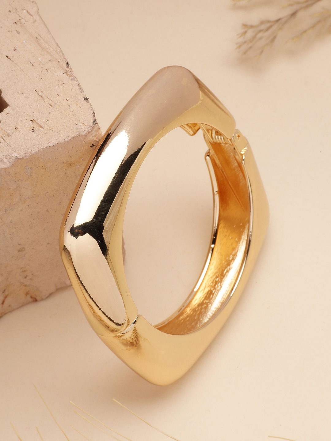 

Bohey by KARATCART stainless Steel Gold-Plated Bangle-Style Bracelet