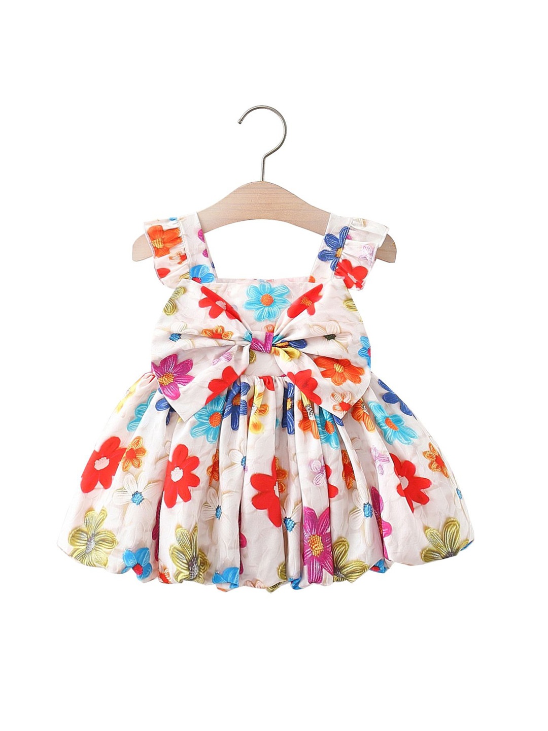 

StyleCast x Revolte Girls Floral Printed Flutter Sleeve A-Line Dress, White