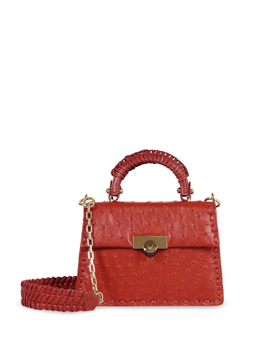 

Hidesign Women Textured Structured Leather Handheld Bag, Tan
