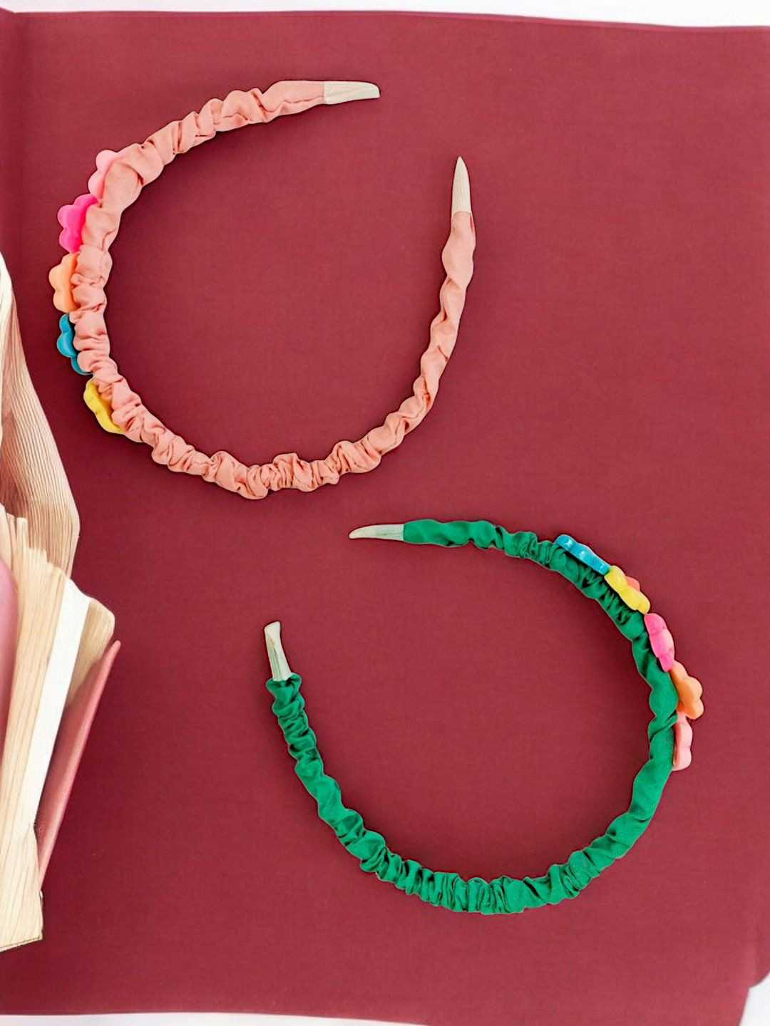 

9blings Girls Set of 2 Lace Hairband, Pink