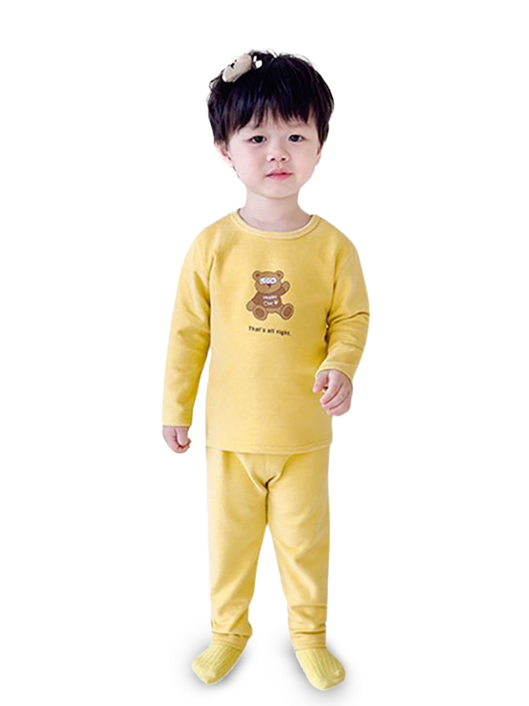 

StyleCast x Revolte Boys Round Neck Printed Night suit, Yellow